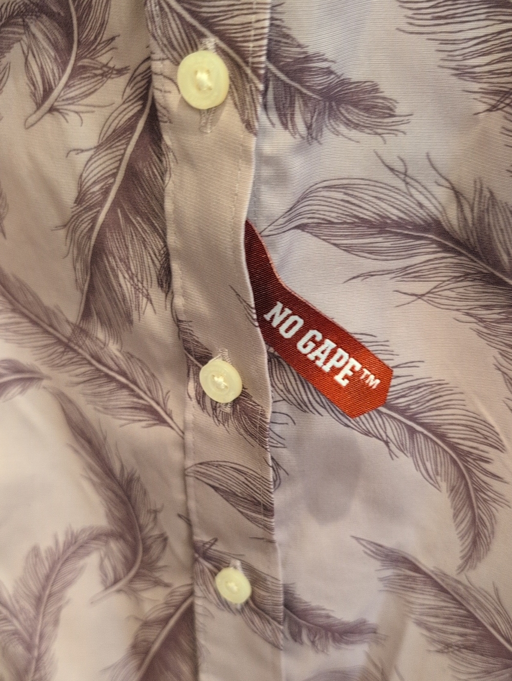 Duluth Lavender Feather-Print Women's Button Down Tunic - Picture 2 of 6